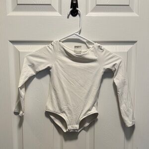 Zara White Long-Sleeve One-Piece Bodysuit